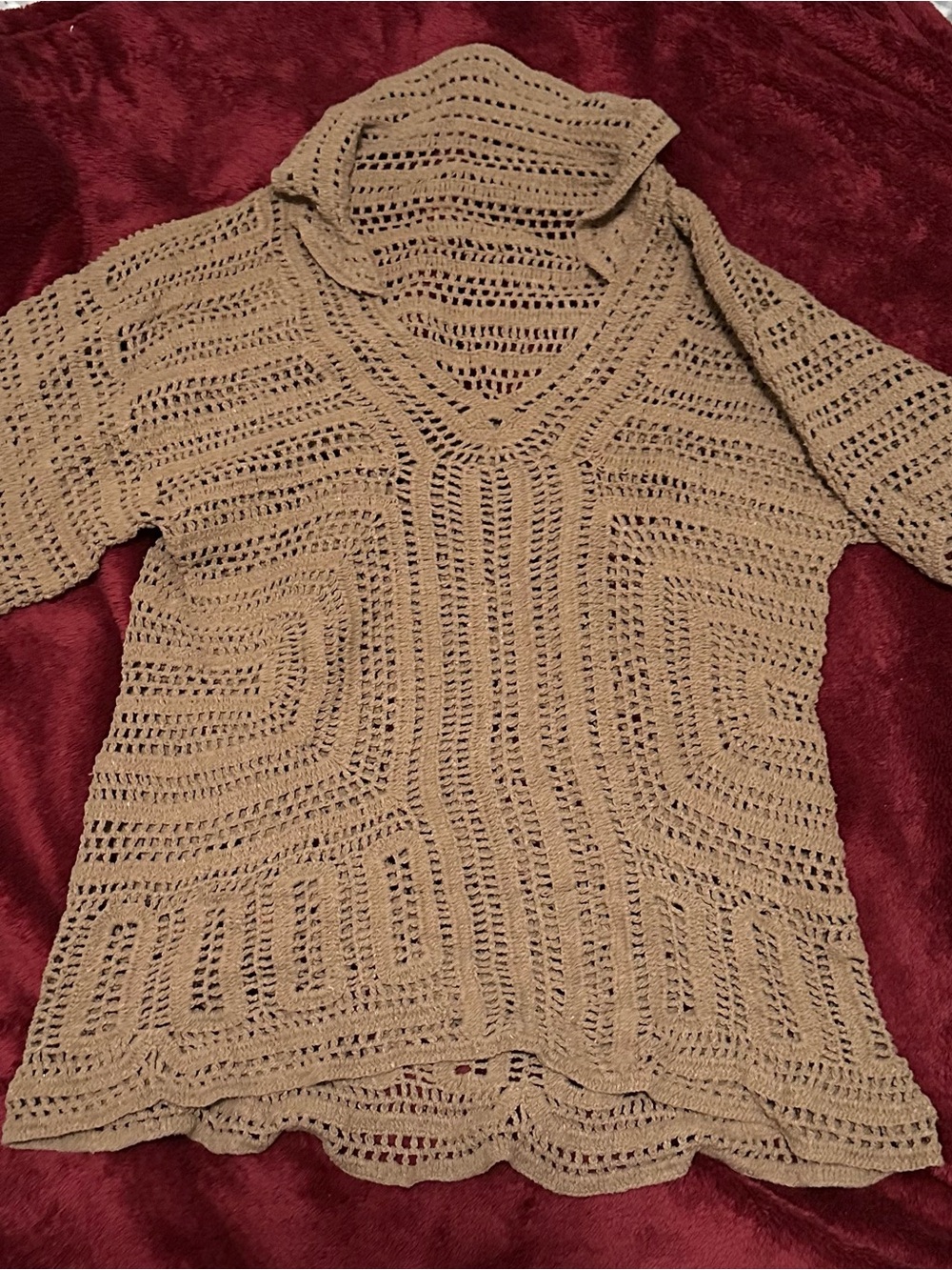 Women’s Open-Knit V-Neck Sweater - Beige